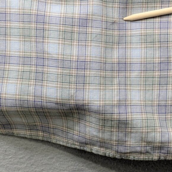Faconnable Nordstrom Shirt Mens M Blue Green Plaid Long Sleeve Office Preppy - Picture 9 of 12